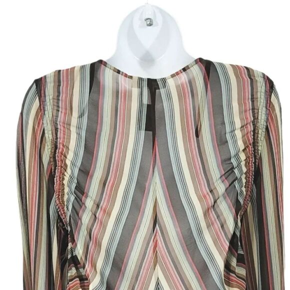 Vintage 90's Y2K Kenneth Cole 100% Silk Striped Longsleeve Top Size 8 - Picture 6 of 13